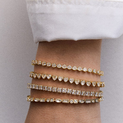 Mixed Stone Tennis Bracelet with Adjustable Pull Tie