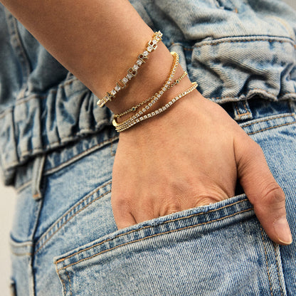 Personalized Gold Pavé Tennis Bracelet with CZ Stones