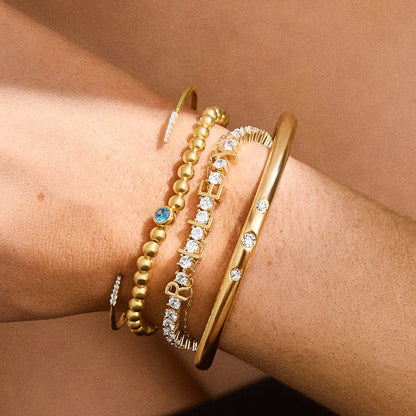 Personalized Gold Pavé Tennis Bracelet with CZ Stones