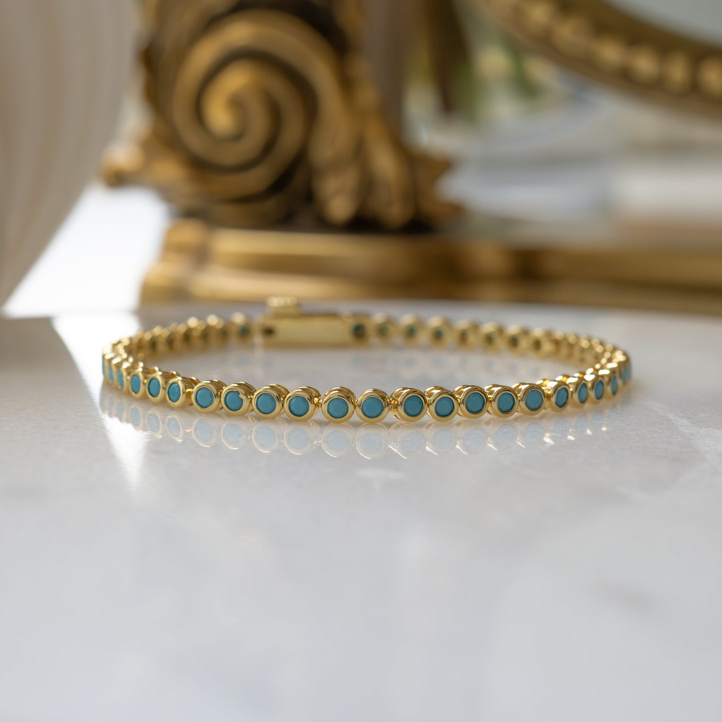 Dainty Turquoise Bezel Tennis Bracelet