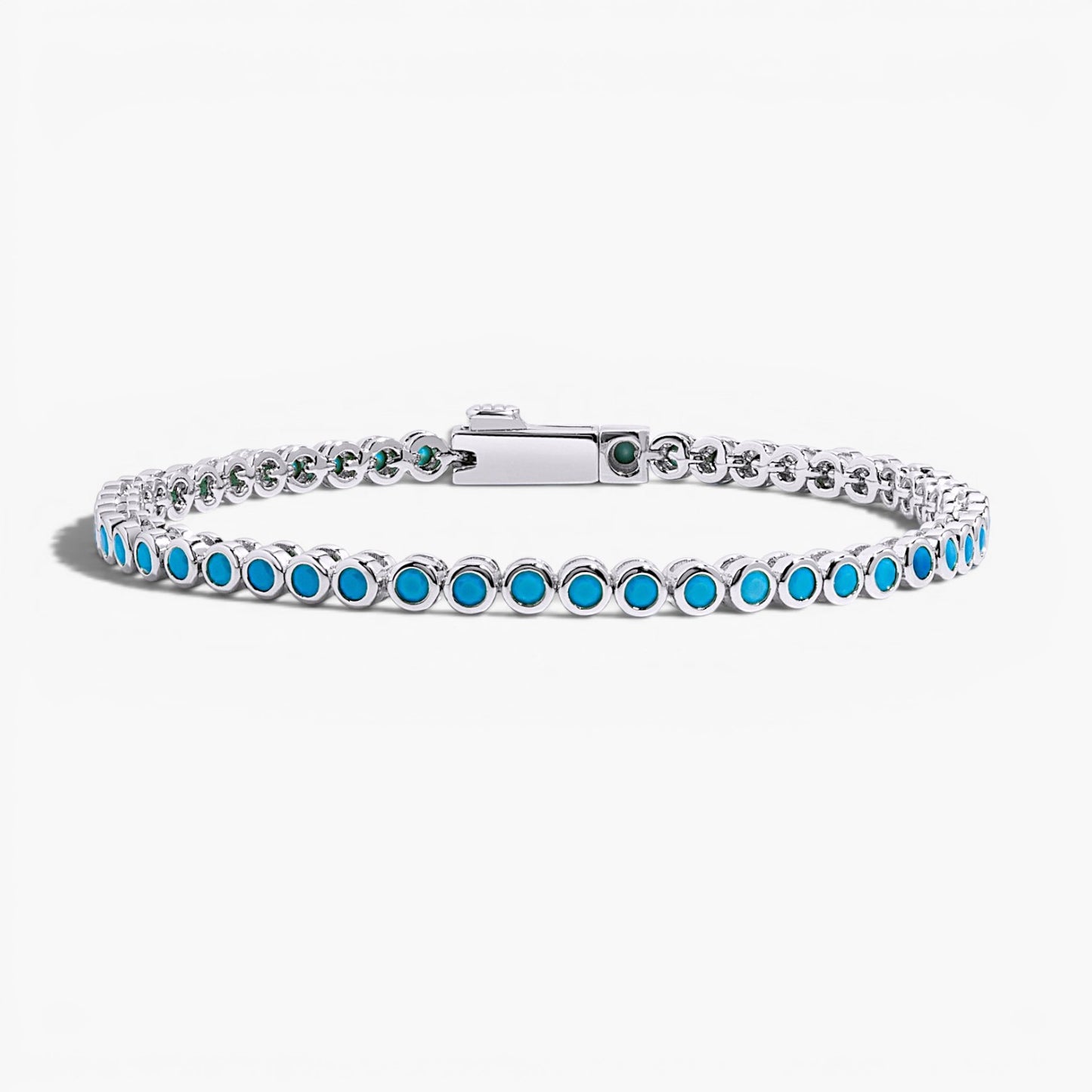 Dainty Turquoise Bezel Tennis Bracelet