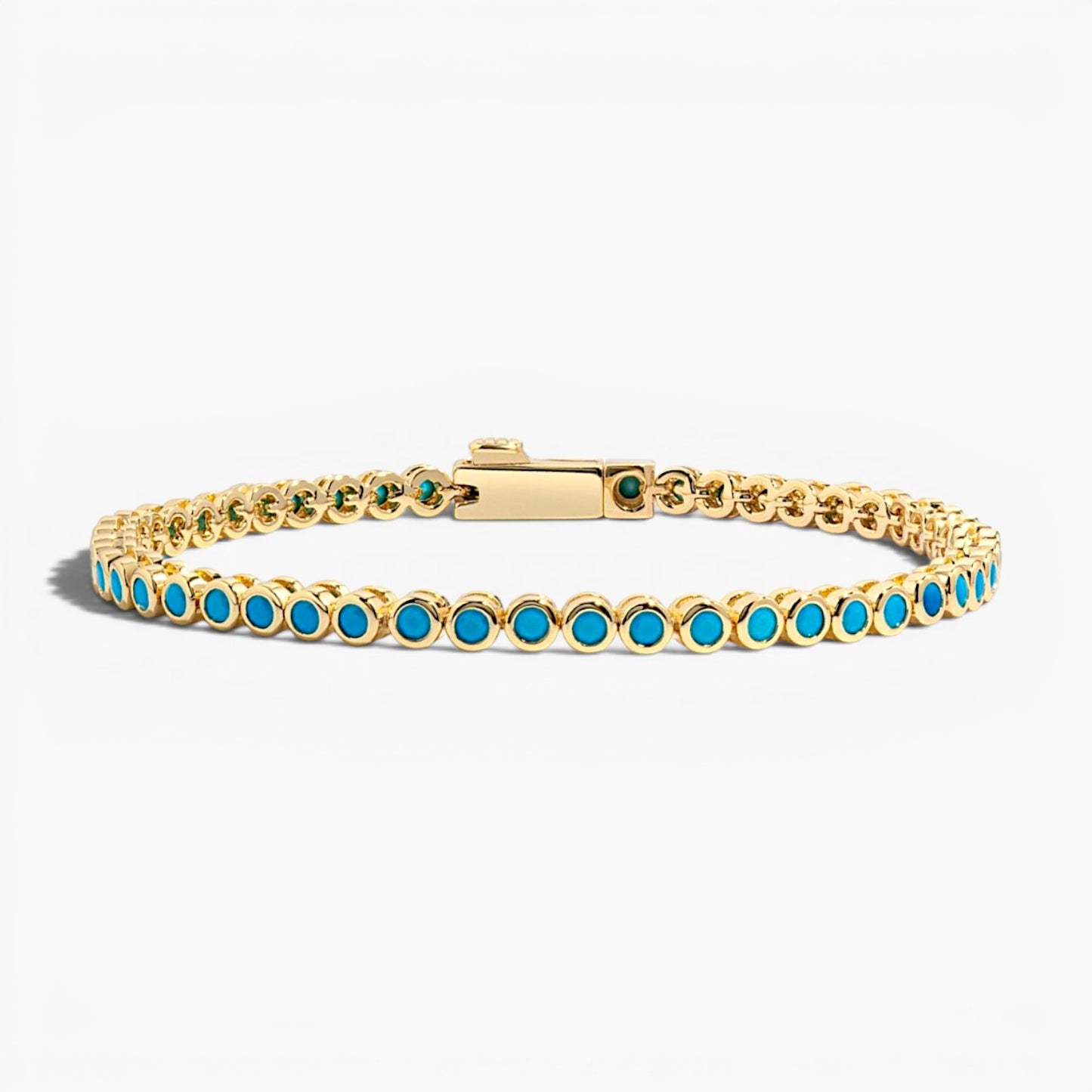 Dainty Turquoise Bezel Tennis Bracelet