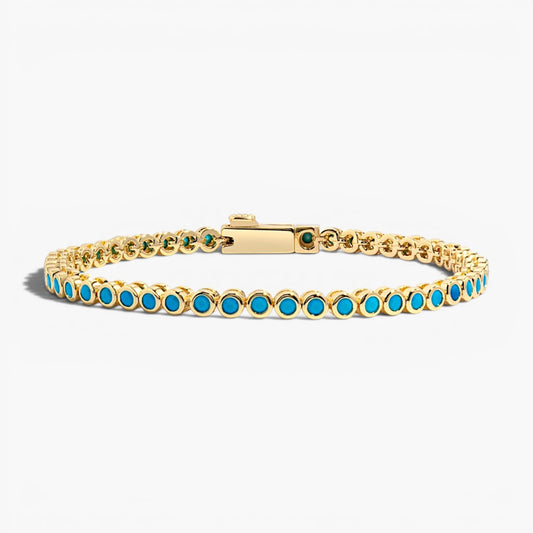 Dainty Turquoise Bezel Tennis Bracelet