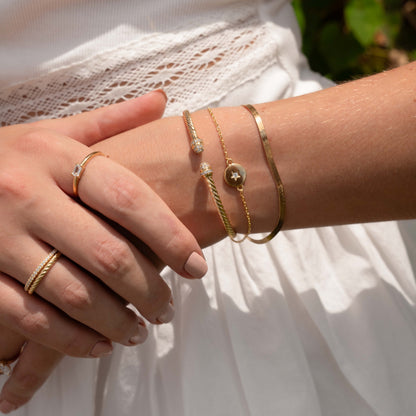 Gold Twisted Cuff Bangle Bracelet