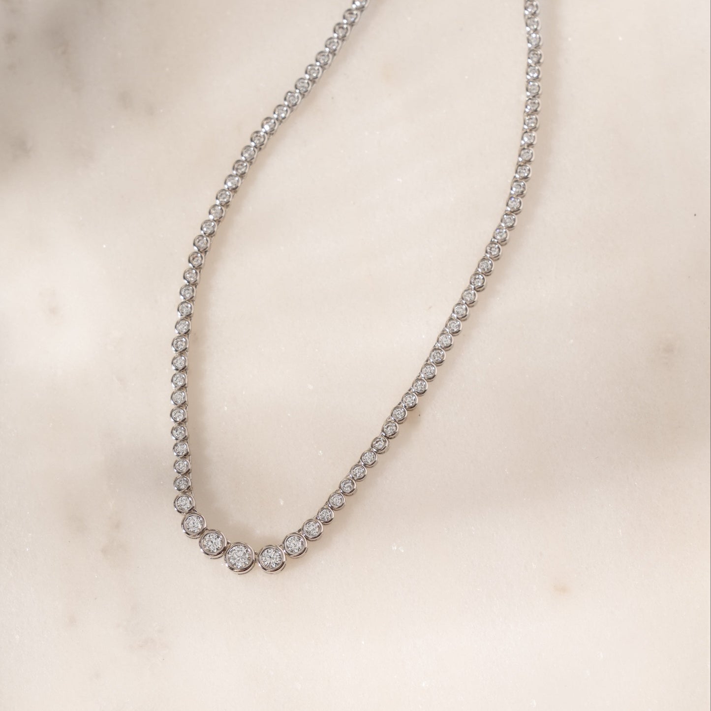 Graduated Bezel Tennis Necklace