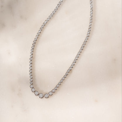 Graduated Bezel Tennis Necklace