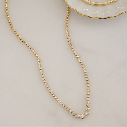 Graduated Bezel Tennis Necklace