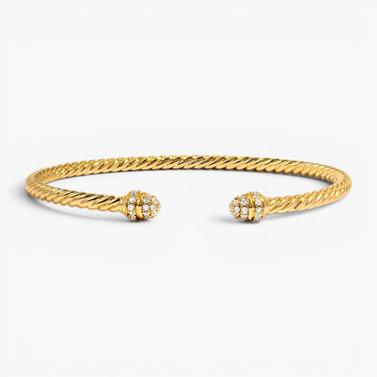 Gold Twisted Cuff Bangle Bracelet