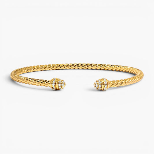 Gold Twisted Cuff Bangle Bracelet